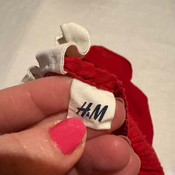 H&M Red Peasant Style Career Top Blouse Women's M Medium - Picture 2 of 9